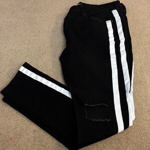 Fashion Nova Black Pants with White Stripes